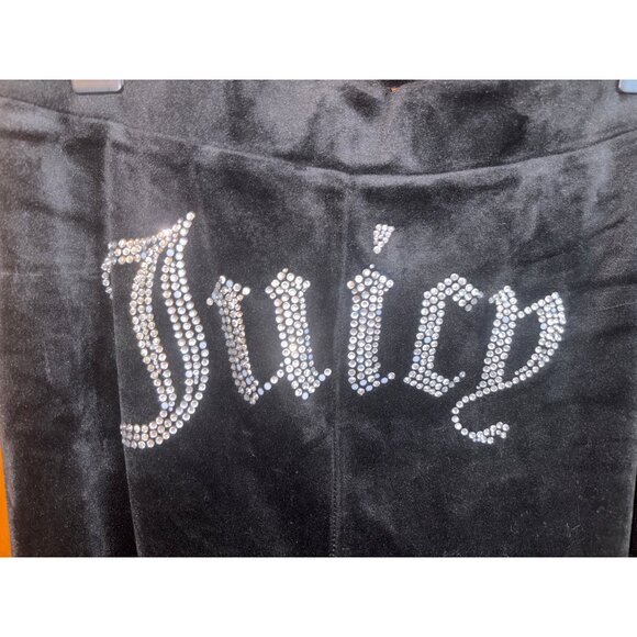 Juicy Couture Black Velour Pants Crisscross Waistband Y2K Lounge Low Rise - Picture 4 of 5